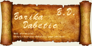 Borika Dabetić vizit kartica